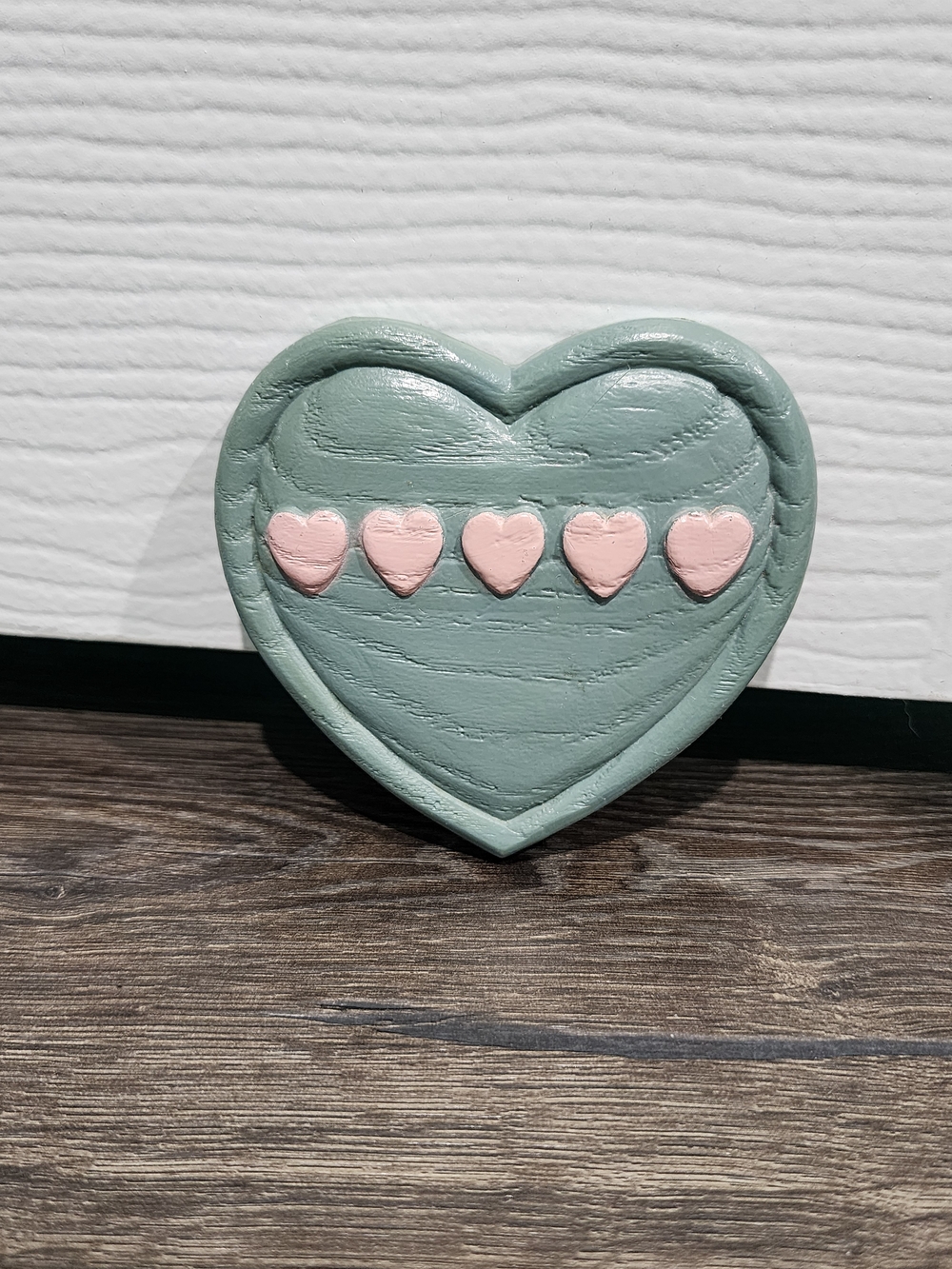 Vintage Burwood Plastic Heart Shaped Wall Hanging Pink And Blue 1980s